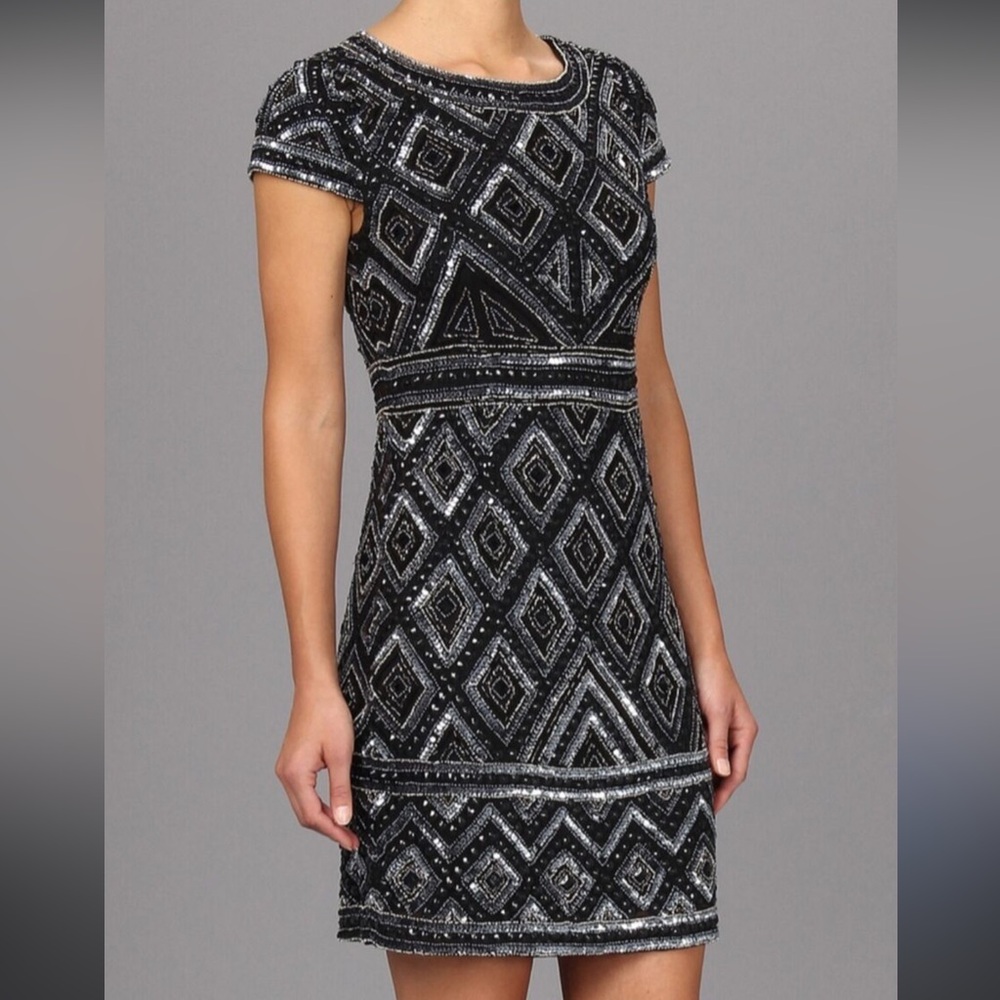 Adrianna Papell cap sleeve beaded dress